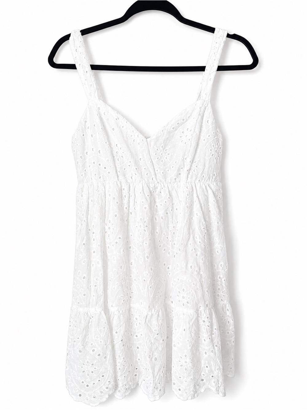White Eyelet Mini Dress Cottagecore Coquette Coastal Romantic Sundress Bridal S